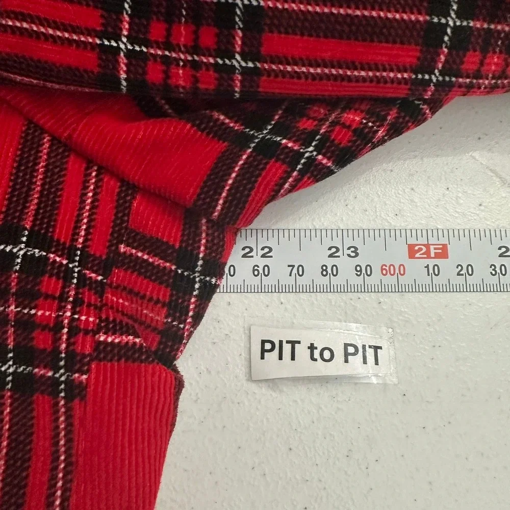 US Polo Assn Mens Preppy Red Black Plaid Corduroy Blazer Size 40L Jacket Bold
